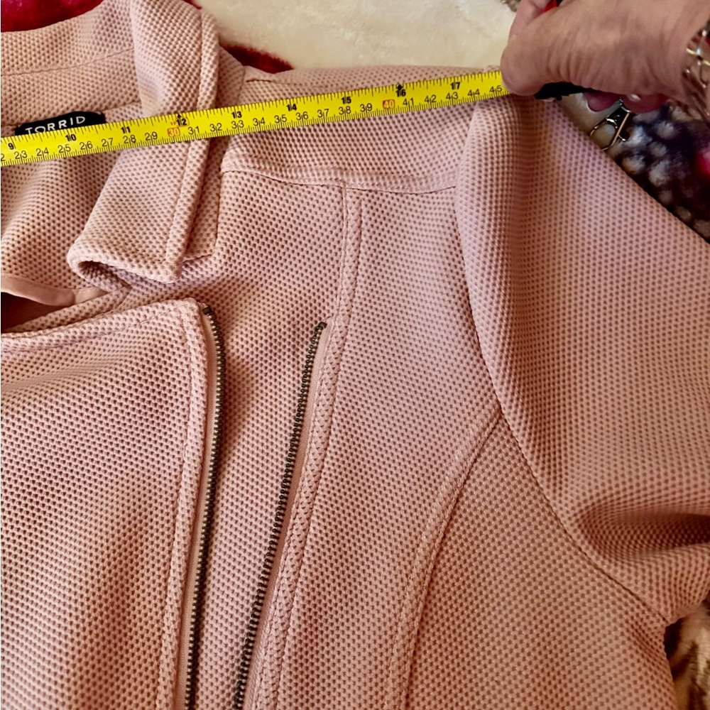 Torrid Pink Cropped Moto Jacket Size: 1 - Picture 10 of 14